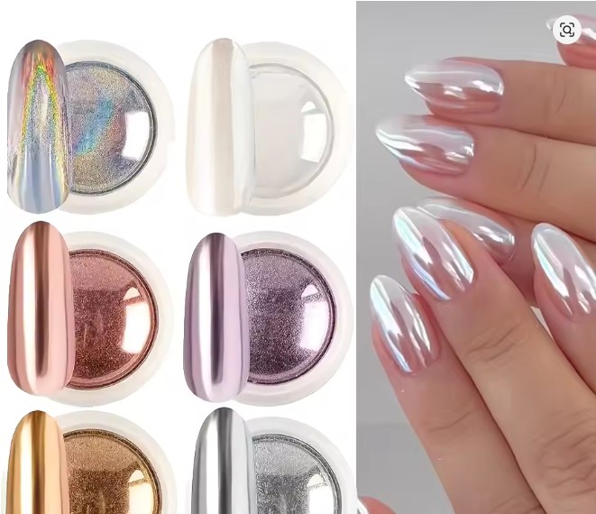 Chrome Mirror White Nail Powder 